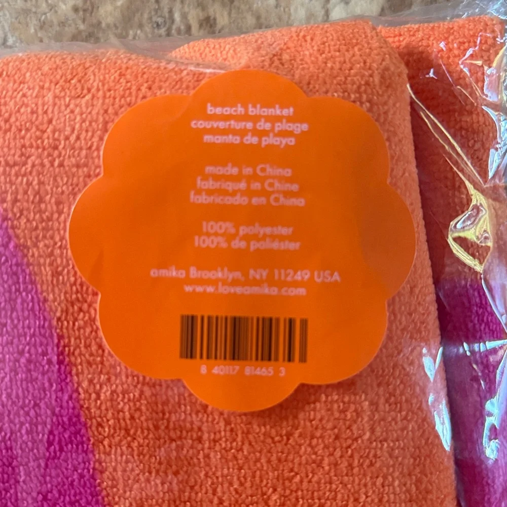 Amika Orange and Pink Beach Blanket
